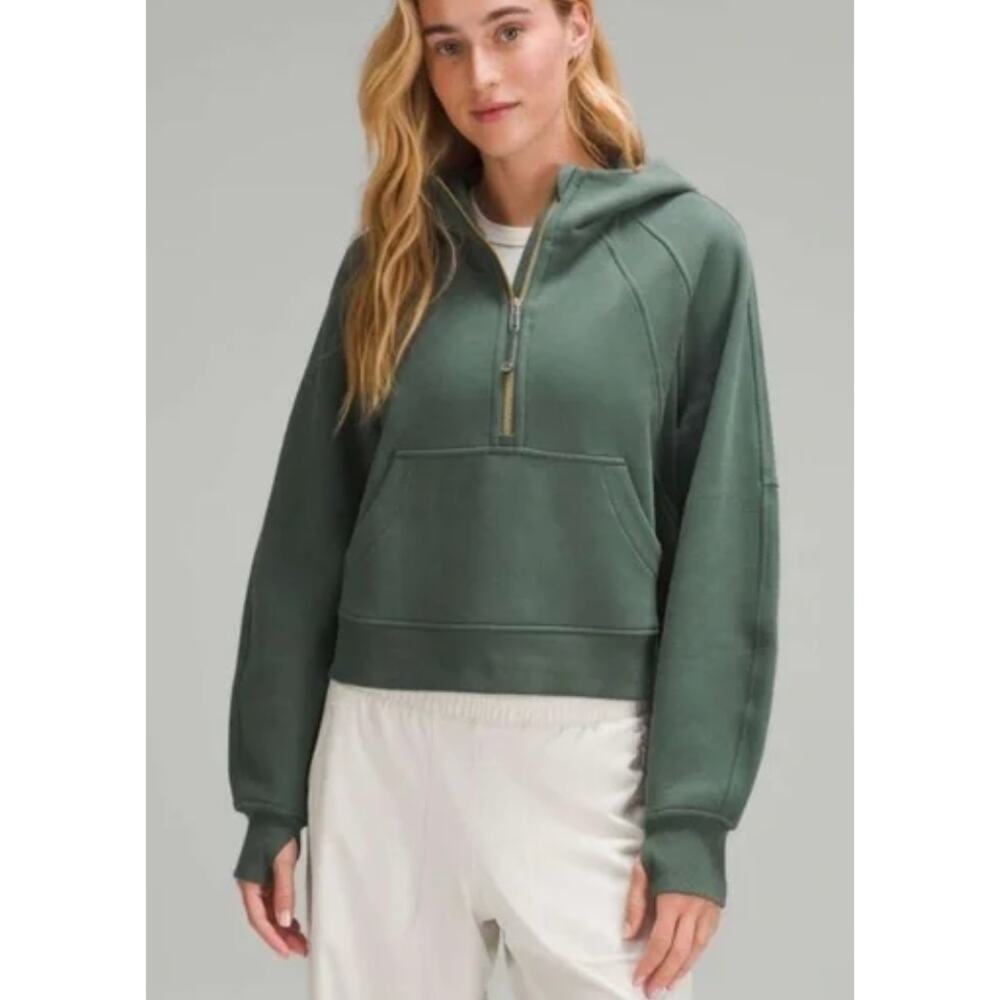LULULEMON Dark Forest Scuba Kangaroo Pocket Oversized‎ Half Zip Hoodie XS/S